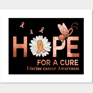 Hope For A Cure Butterfly Flower Uterine cancer Posters and Art